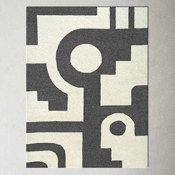 Lari Abstract Hand Tufted Wool Area Rug in Gray AllModern